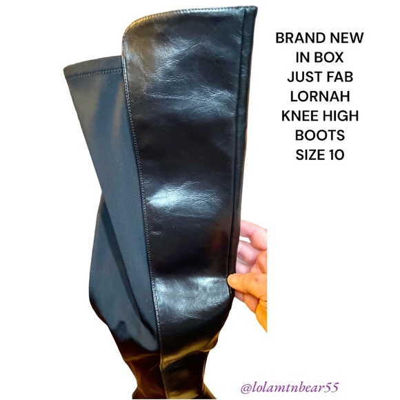 BRAND NEW JUST FAB KNEE HIGH BLK BOOTS-SOFT SILKY/STRETCH BACK & FLAT HEEL-SZ 10 - Picture 10 of 16